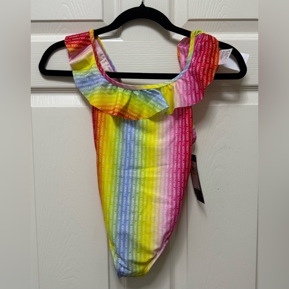 Tommy Hilfiger Kids Rainbow Ruffle Swimsuit with Scrunchie